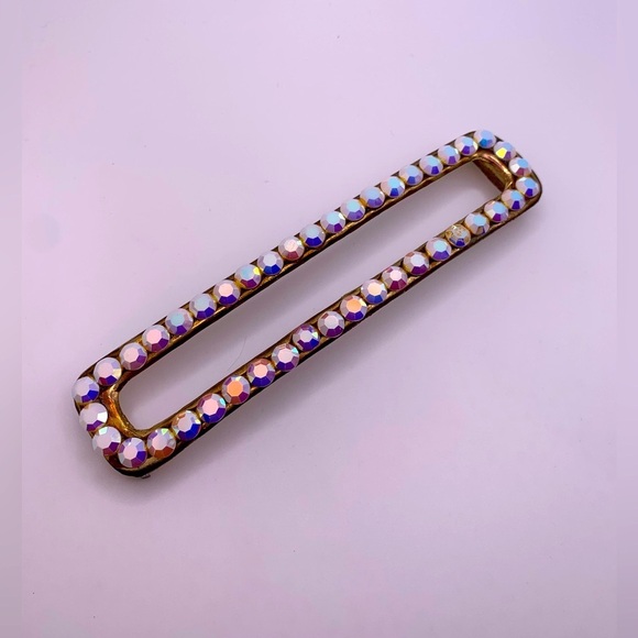 Vintage Accessories - Vintage Iridescent Rhinestone Belt Buckle